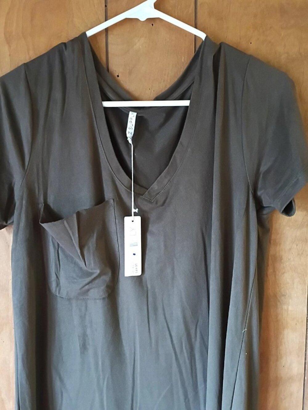 Z Supply Faux Suede T-Shirt Dress Size L NWT Gray Stretch Shift Dress - Picture 2 of 4